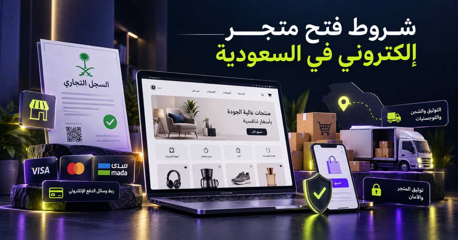 شروط فتح متجر الكتروني في السعودية - دليل عملي قبل استقبال أول طلب